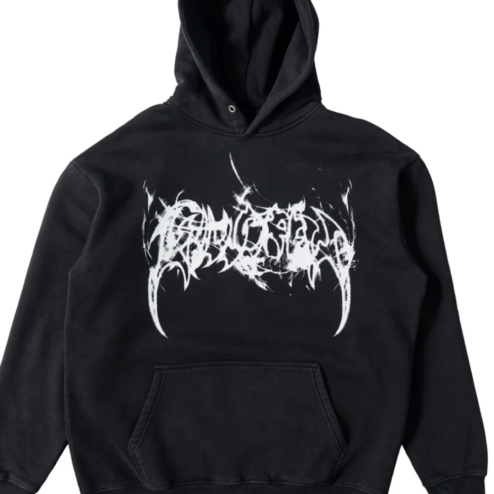 OVERSIZED LUX "SMOKE WOLF" HOODIE - BLACK XXS